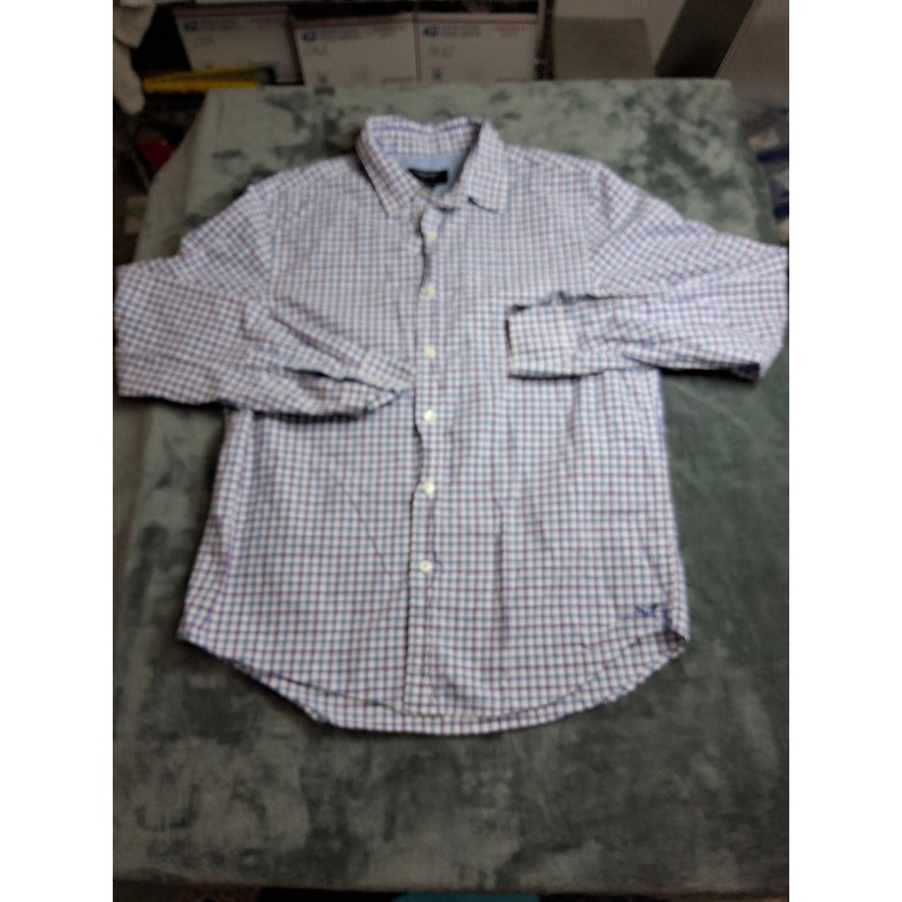 American Eagle Outfitters Mens Athletic Fit Plaid Button Down Shirt Purple Large